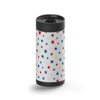 Red White and Blue Stars wrap on a black ceramic Wrapware tumbler