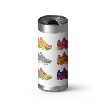 Retro Runners wrap on a brushed stainless Wrapware tumbler