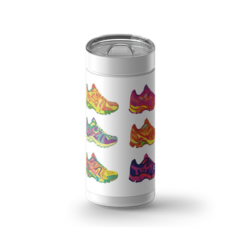 Retro Runners wrap on a white ceramic Wrapware tumbler