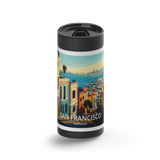 San Francisco Travel Poster wrap on a black ceramic Wrapware tumbler