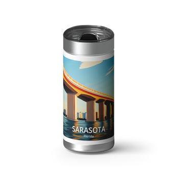 Sarasota Travel Poster wrap on a brushed stainless Wrapware tumbler