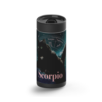 Scorpio Zodicat Custom Tumbler wrap on a black ceramic Wrapware tumbler
