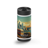Seattle Travel Poster wrap on a black ceramic Wrapware tumbler