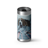 Snow Wars Battle Custom Tumbler wrap on a brushed stainless Wrapware tumbler