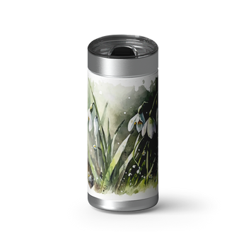 Snowdrop wrap on a brushed stainless Wrapware tumbler