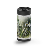 Snowdrop wrap on a black ceramic Wrapware tumbler