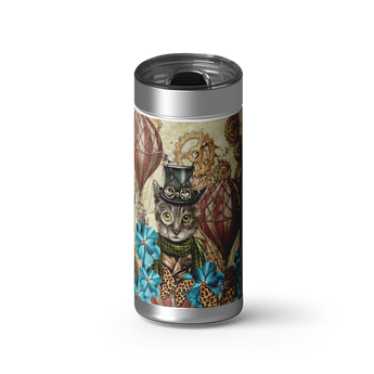Steampunk Kittens wrap on a brushed stainless Wrapware tumbler