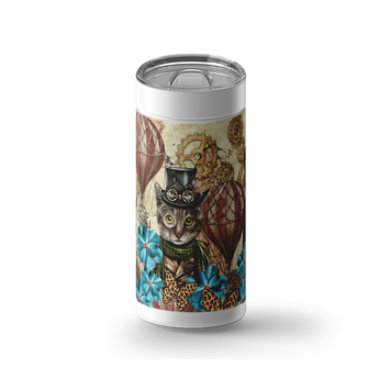 Steampunk Kittens wrap on a white ceramic Wrapware tumbler