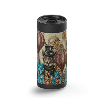 Steampunk Kittens wrap on a black ceramic Wrapware tumbler