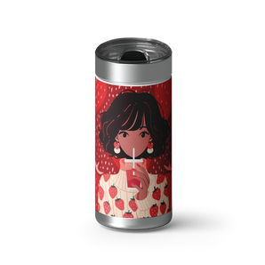 Strawberry Plant wrap on a brushed stainless Wrapware tumbler