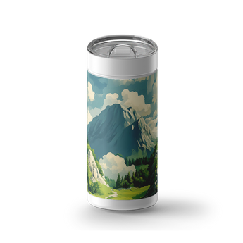 Summit View wrap on a white ceramic Wrapware tumbler