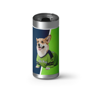 Sunday Football Custom Tumbler wrap on a brushed stainless Wrapware tumbler