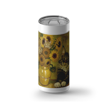Sunflower Kitty wrap on a white ceramic Wrapware tumbler