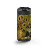 Sunflower Kitty wrap on a black ceramic Wrapware tumbler
