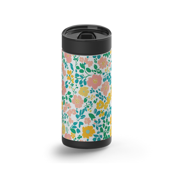 Sunlit Garden wrap on a black ceramic Wrapware tumbler