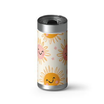 Sunny Smiles wrap on a brushed stainless Wrapware tumbler