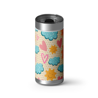 Sunny Smiles Pattern wrap on a brushed stainless Wrapware tumbler