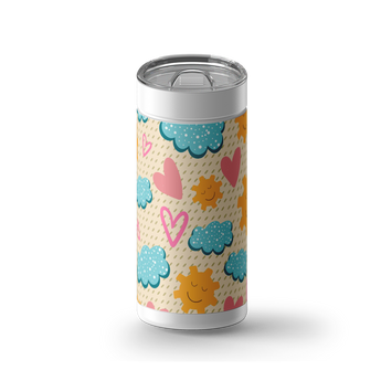 Sunny Smiles Pattern wrap on a white ceramic Wrapware tumbler