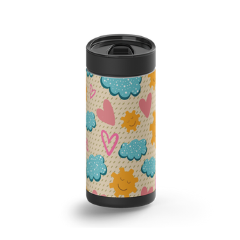 Sunny Smiles Pattern wrap on a black ceramic Wrapware tumbler