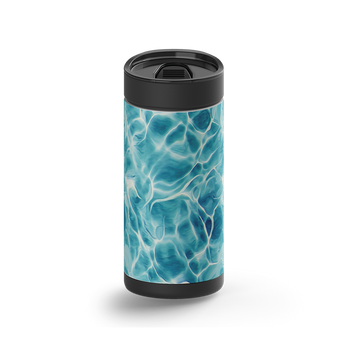 Teal Ocean Painting wrap on a black ceramic Wrapware tumbler
