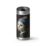 The Cat with the Pearl Earring wrap on a brushed stainless Wrapware tumbler