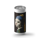 The Cat with the Pearl Earring wrap on a white ceramic Wrapware tumbler