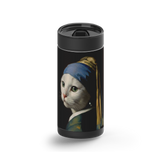 The Cat with the Pearl Earring wrap on a black ceramic Wrapware tumbler