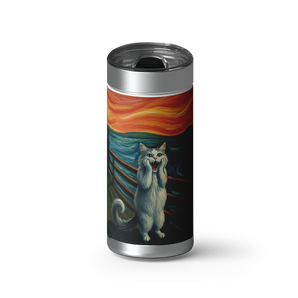 The Meow wrap on a brushed stainless Wrapware tumbler