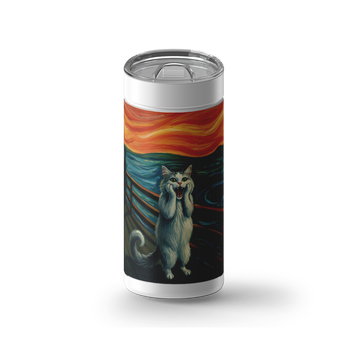 The Meow wrap on a white ceramic Wrapware tumbler