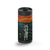 The Meow wrap on a black ceramic Wrapware tumbler