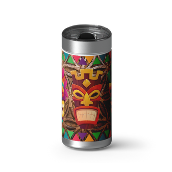 Tiki Me wrap on a brushed stainless Wrapware tumbler