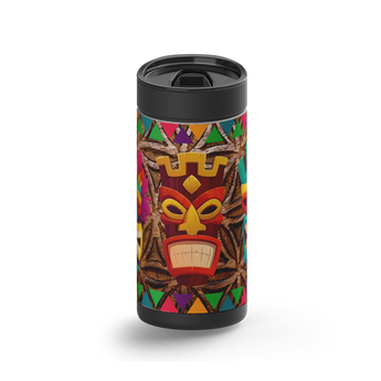 Tiki Me wrap on a black ceramic Wrapware tumbler