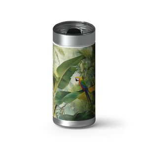 Tropical Bird wrap on a brushed stainless Wrapware tumbler