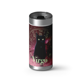 Virgo Zodicat Custom Tumbler wrap on a brushed stainless Wrapware tumbler