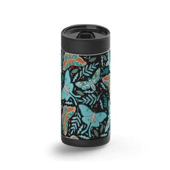 Whimsical Butterflies wrap on a black ceramic Wrapware tumbler