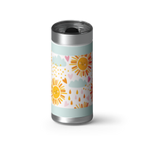 Whimsical Sunshine & Clouds wrap on a brushed stainless Wrapware tumbler