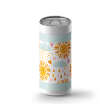 Whimsical Sunshine & Clouds wrap on a white ceramic Wrapware tumbler