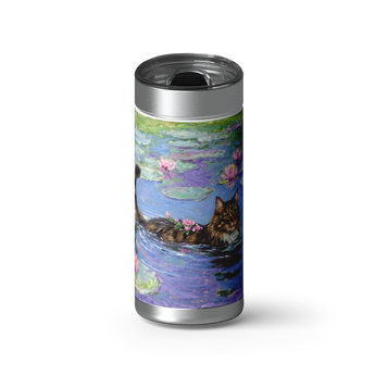 Water Lilly Kitty wrap on a brushed stainless Wrapware tumbler