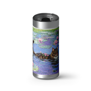 Water Lilly Kitty wrap on a brushed stainless Wrapware tumbler
