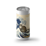 The Great Wave Kitty of Catagawa wrap on a white ceramic Wrapware tumbler