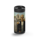 Americat Gothic wrap on a black ceramic Wrapware tumbler