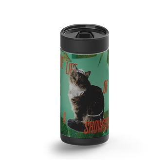 Showkitty Custom Tumbler wrap on a black ceramic Wrapware tumbler