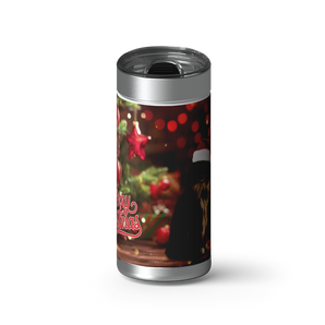 Tis The Season Custom Tumbler wrap on a brushed stainless Wrapware tumbler