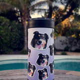 Mix and Match wrap on a black ceramic Wrapware Tumbler poolside