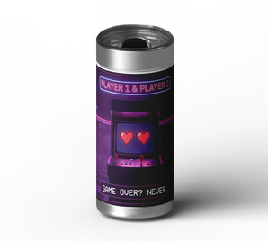 Love Is an Arcade wrap on stainless steel tumbler