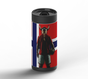 The Viking Flag Edition wrap on black ceramic tumbler