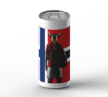 The Viking Flag Edition wrap on white ceramic tumbler