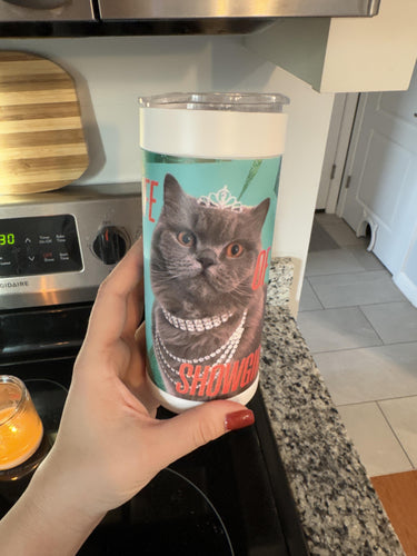 Ewelina's white ceramic tumbler in her kitchen — 5-star review photo