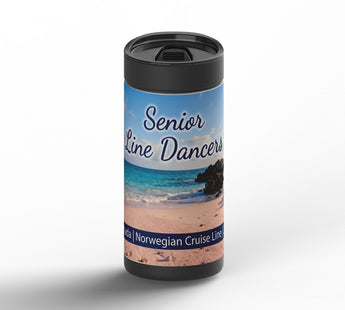 Pink sand wrap on black ceramic tumbler