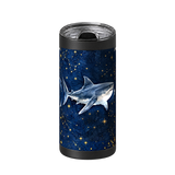 Starry Great White wrap on a black ceramic Wrapware tumbler